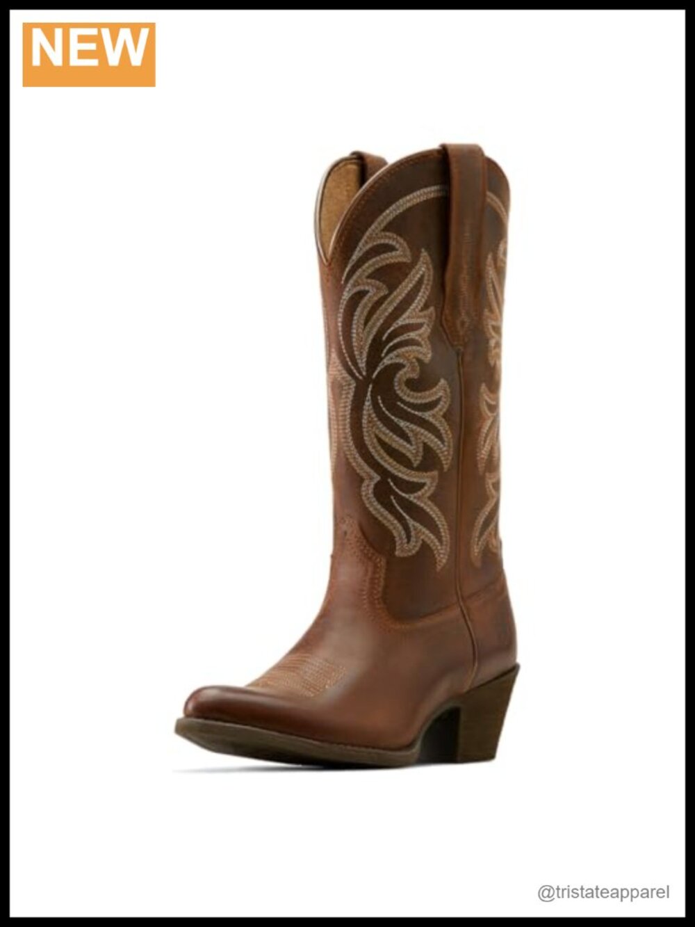 Western Boots Snip Toe Mid-Calf Leather-Print Pull-On with Embroidery